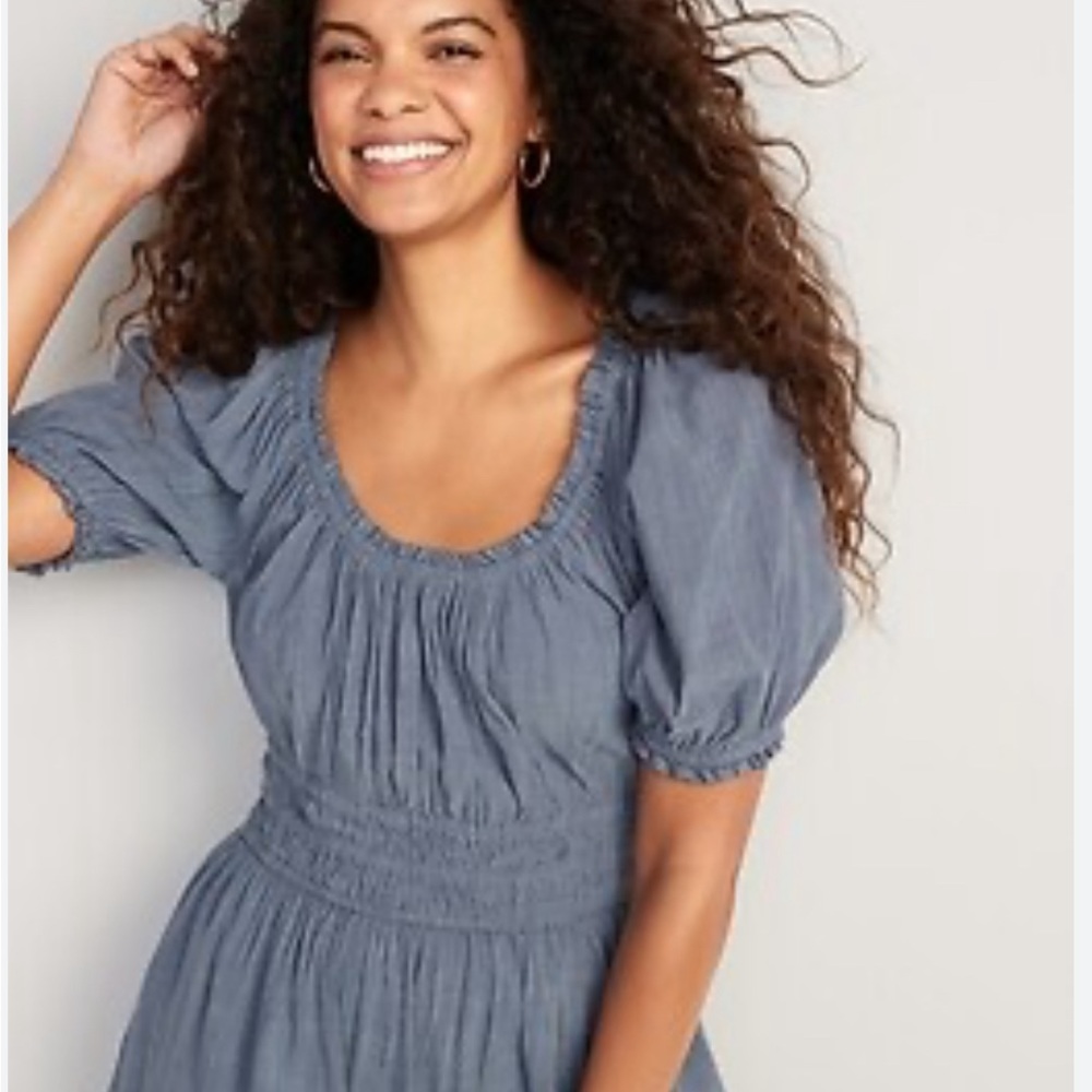 Old Navy Denim-like Puff sleeve dress Size XL NWT